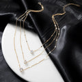 Multi-layer Five-pointed Star Heart Shape Water Drop Pendant Chain Necklace Alloy Material Glass Collarbone Chain Sexy Women New