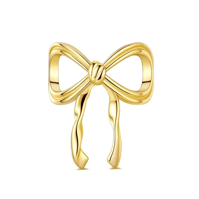 MULA 1PC 925 Sterling Silver Bow Charms Pendant Fit Original 925 Snake Chain Bracelet DIY Fine For Women Jewelry Making Gift
