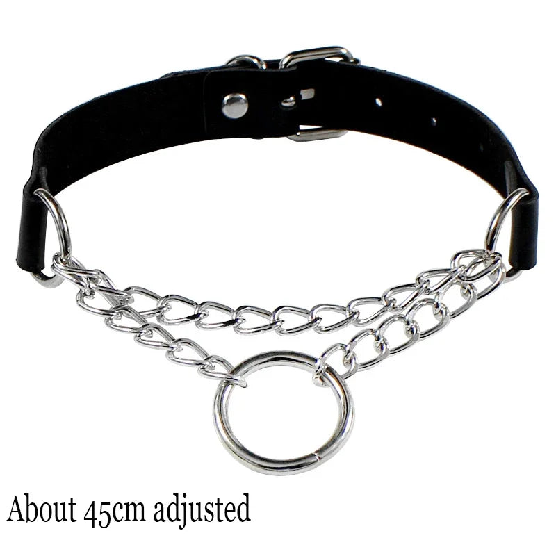 Woman Black Punk Choker Collar Necklace Sexy PU Leather Heart Lock Key Spike Chocker Gothic Cosplay Accessories Party Jewelry