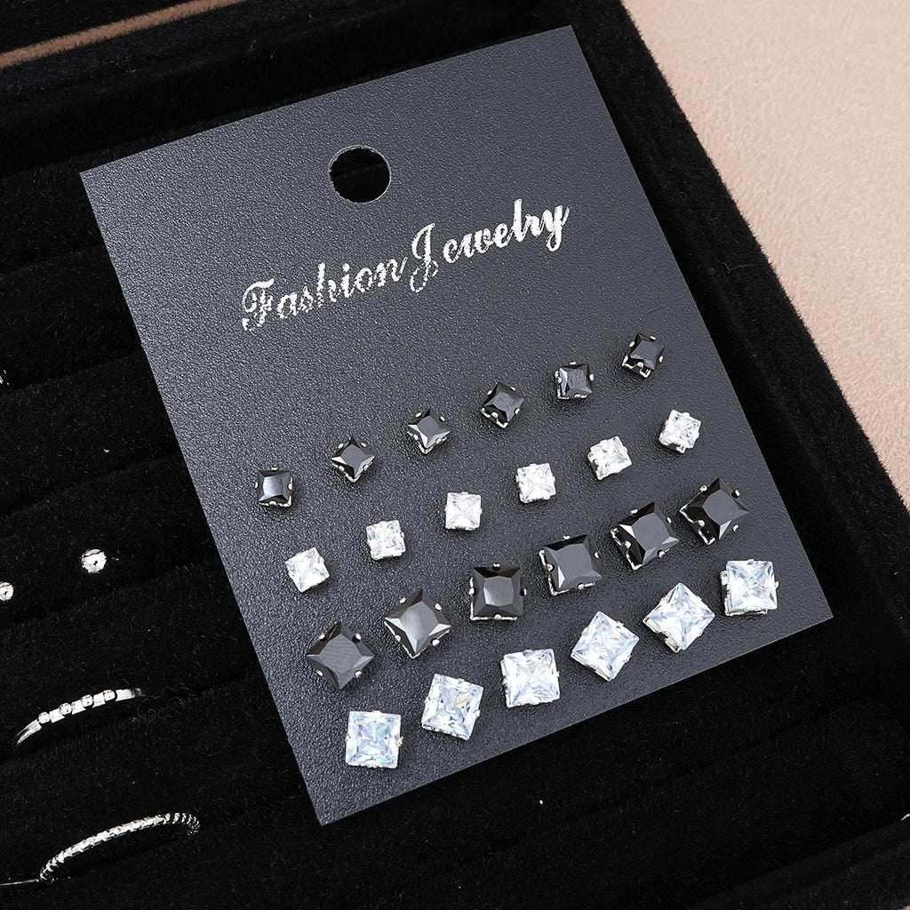 51 Pcs/Set Silver Color Chic Jewelry Set for Women Fashion Butterfly Heart Pearl Necklaces, Earrings, Rings, Match Daily Outfits