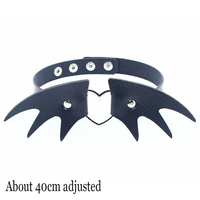 Woman Black Punk Choker Collar Necklace Sexy PU Leather Heart Lock Key Spike Chocker Gothic Cosplay Accessories Party Jewelry