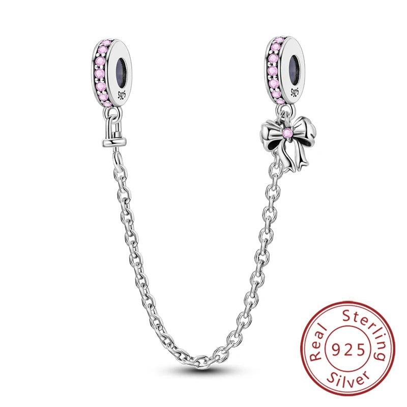 MULA 1PC 925 Sterling Silver Bow Charms Pendant Fit Original 925 Snake Chain Bracelet DIY Fine For Women Jewelry Making Gift