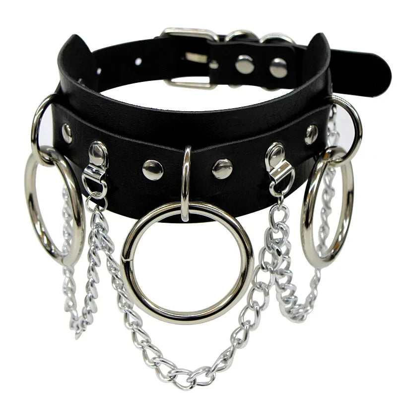 Woman Black Punk Choker Collar Necklace Sexy PU Leather Heart Lock Key Spike Chocker Gothic Cosplay Accessories Party Jewelry