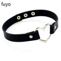 Woman Black Punk Choker Collar Necklace Sexy PU Leather Heart Lock Key Spike Chocker Gothic Cosplay Accessories Party Jewelry