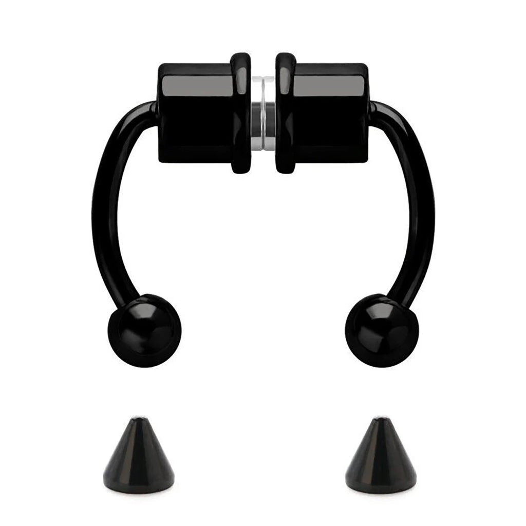 Stainless Steel Magnetic Nose Ring - Fake Non-Piercing Horseshoe Hoop, Clip-on Septum Jewelry