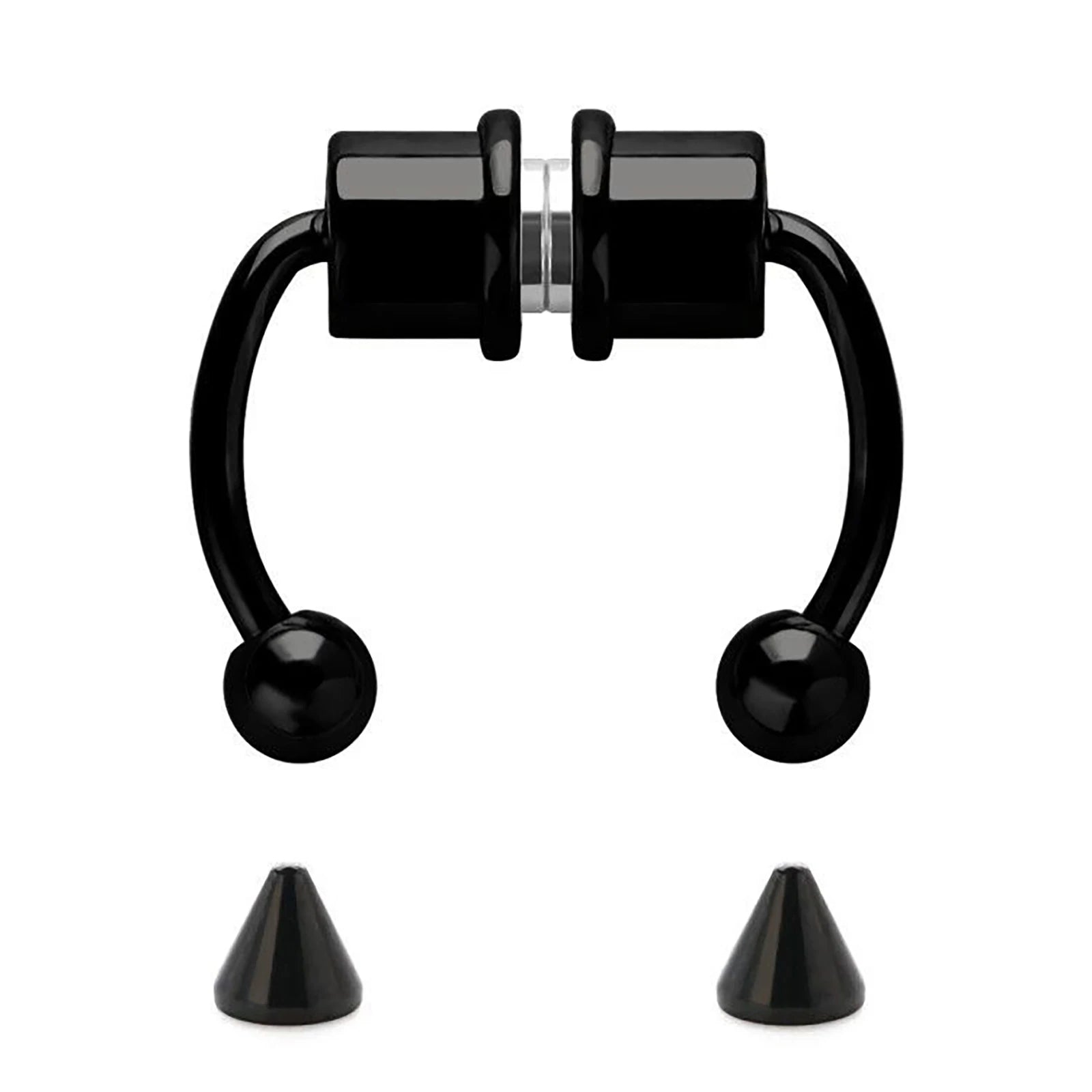 Stainless Steel Magnetic Nose Ring - Fake Non-Piercing Horseshoe Hoop, Clip-on Septum Jewelry