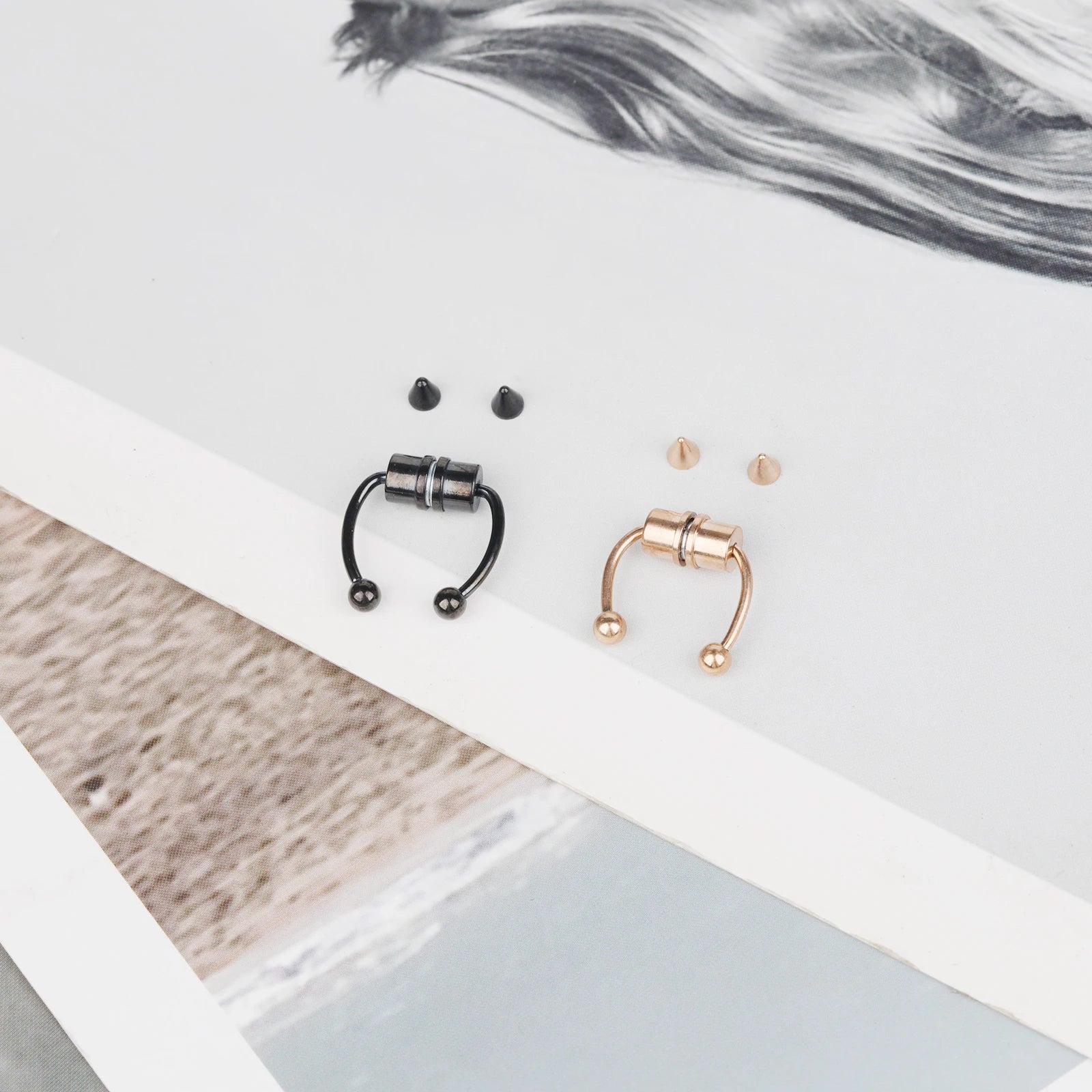 Stainless Steel Magnetic Nose Ring - Fake Non-Piercing Horseshoe Hoop, Clip-on Septum Jewelry