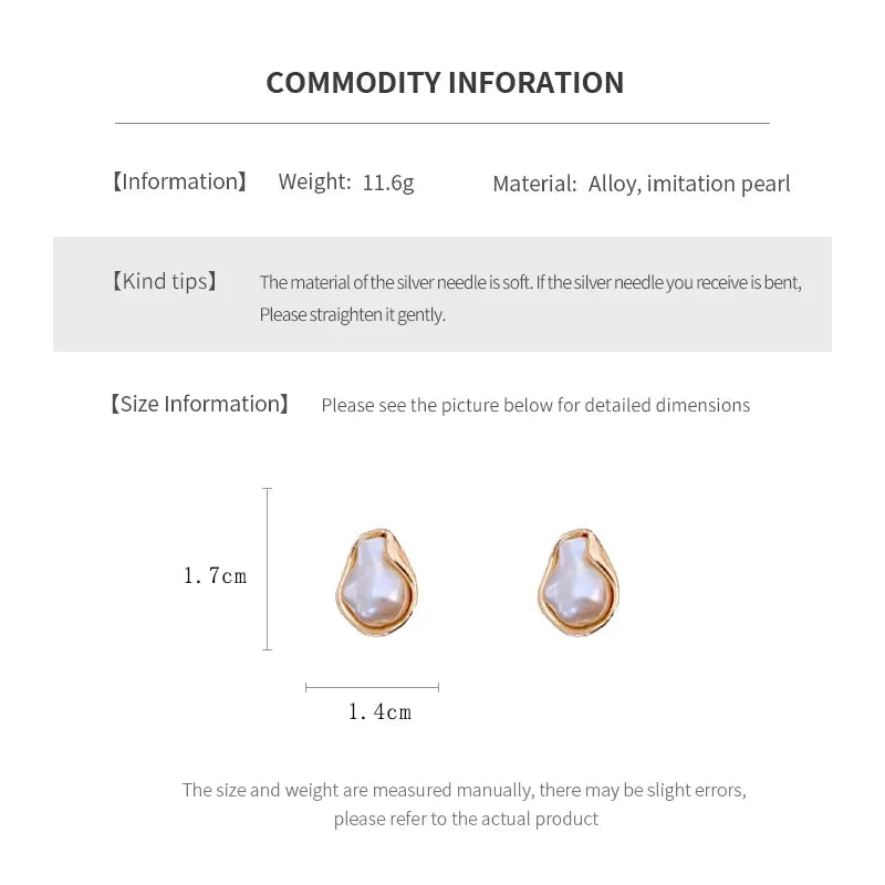 Irregular Baroque Pleated Imitation Pearl Stud Earrings For Women French Retro Temperament Earrings Gentle Jewelry Accessories N